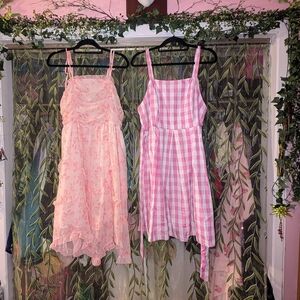 Charming Pink Floral and Plaid Dresses